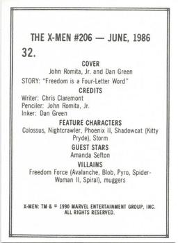 1990 Comic Images Uncanny X-Men II #32 Issue #206 Back