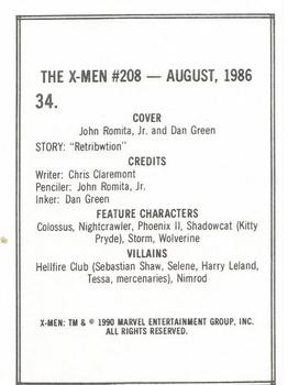1990 Comic Images Uncanny X-Men II #34 Issue #208 Back