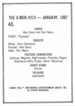 1990 Comic Images Uncanny X-Men II #40 Issue #213 Back
