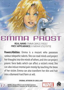 2008 Rittenhouse Women of Marvel #17 Emma Frost Back
