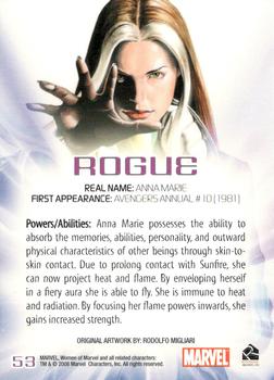 2008 Rittenhouse Women of Marvel #53 Rogue Back
