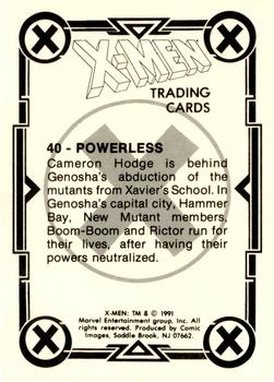 1991 Comic Images X-Men #40 Powerless Back