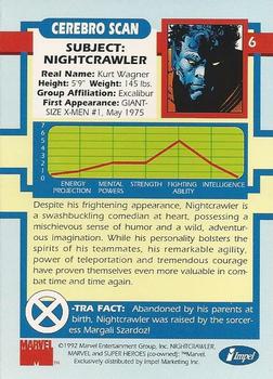 1992 Impel The Uncanny X-Men #6 Nightcrawler Back