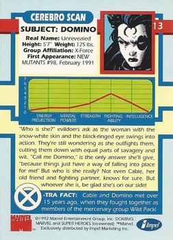1992 Impel The Uncanny X-Men #13 Domino Back