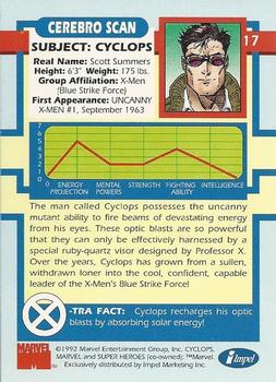 1992 Impel The Uncanny X-Men #17 Cyclops Back