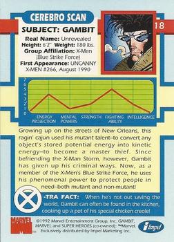 1992 Impel The Uncanny X-Men #18 Gambit Back