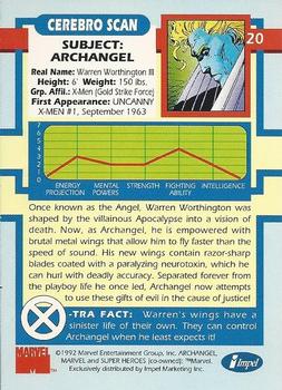 1992 Impel The Uncanny X-Men #20 Archangel Back
