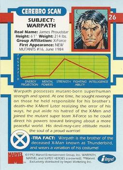 1992 Impel The Uncanny X-Men #26 Warpath Back