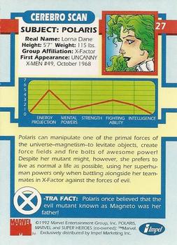 1992 Impel The Uncanny X-Men #27 Polaris Back