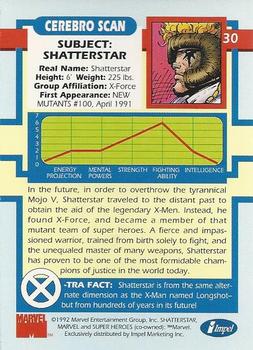 1992 Impel The Uncanny X-Men #30 Shatterstar Back