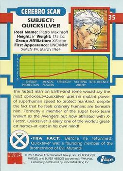1992 Impel The Uncanny X-Men #35 Quicksilver Back