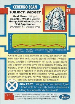 1992 Impel The Uncanny X-Men #37 Widget Back