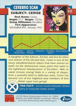 1992 Impel The Uncanny X-Men #40 Cerise Back