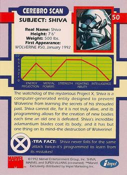 1992 Impel The Uncanny X-Men #50 Shiva Back