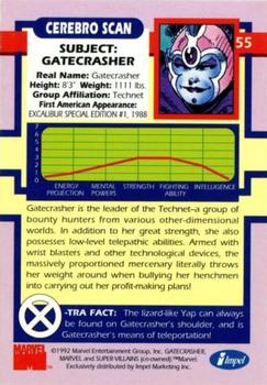 1992 Impel The Uncanny X-Men #55 Gatecrasher Back