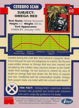 1992 Impel The Uncanny X-Men #60 Omega Red Back