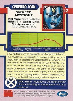 1992 Impel The Uncanny X-Men #62 Mystique Back