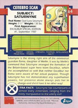 1992 Impel The Uncanny X-Men #64 Saturnyne Back