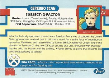 1992 Impel The Uncanny X-Men #73 X-Factor Back