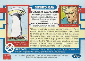 1992 Impel The Uncanny X-Men #75 Excalibur Back