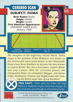 1992 Impel The Uncanny X-Men #90 Roma Back