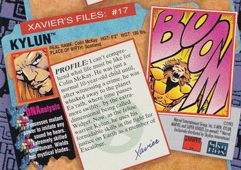 1993 SkyBox X-Men Series 2 #17 Kylun Back