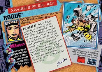 1993 SkyBox X-Men Series 2 #27 Rogue Back