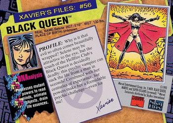 1993 SkyBox X-Men Series 2 #56 Black Queen Back