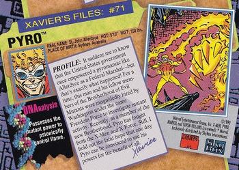 1993 SkyBox X-Men Series 2 #71 Pyro Back