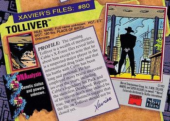 1993 SkyBox X-Men Series 2 #80 Tolliver Back