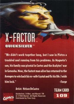 1995 Fleer Ultra X-Men #109 Quicksilver Back