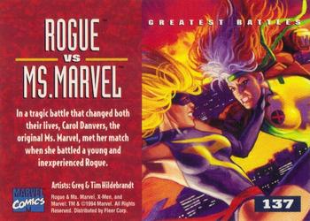 1995 Fleer Ultra X-Men #137 Rogue vs. Ms. Marvel Back