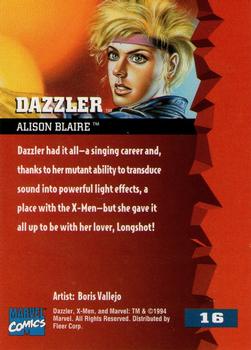 1995 Fleer Ultra X-Men #16 Dazzler Back