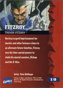 1995 Fleer Ultra X-Men #19 Fitzroy Back