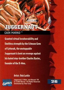 1995 Fleer Ultra X-Men #26 Juggernaut Back