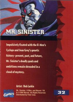 1995 Fleer Ultra X-Men #32 Mr. Sinister Back