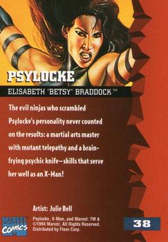 1995 Fleer Ultra X-Men #38 Psylocke Back