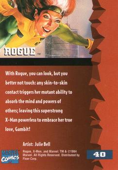 1995 Fleer Ultra X-Men #40 Rogue Back