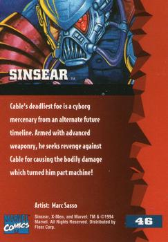 1995 Fleer Ultra X-Men #46 Sinsear Back