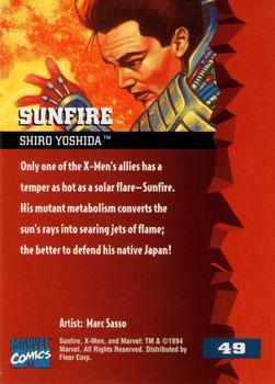 1995 Fleer Ultra X-Men #49 Sunfire Back