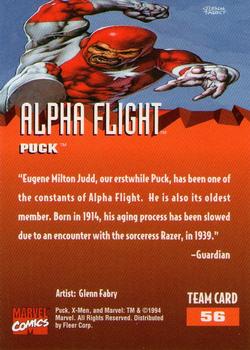 1995 Fleer Ultra X-Men #56 Puck Back