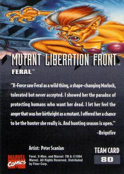 1995 Fleer Ultra X-Men #80 Feral Back