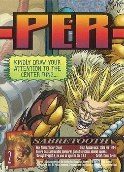 1996 Ultra X-Men Wolverine #2 Sabretooth Back