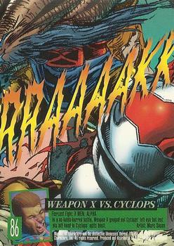 1996 Ultra X-Men Wolverine #86 Weapon X vs. Cyclops Back