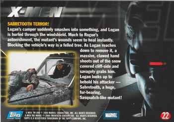 2000 Topps X-Men The Movie #22 Sabretooth Terror! Back