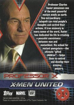 2003 Topps X2: X-Men United #1 Professor X Back