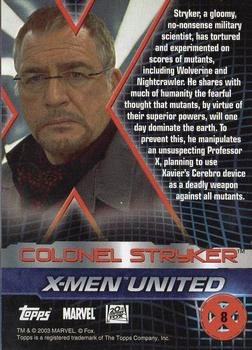 2003 Topps X2: X-Men United #8 Colonel Stryker Back