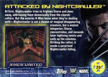 2003 Topps X2: X-Men United #25 Attacked by Nightcrawler Back