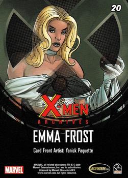 2009 Rittenhouse X-Men Archives #20 Emma Frost Back