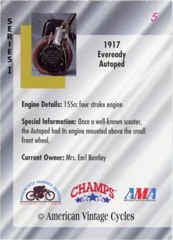 1992-93 Champs American Vintage Cycles #5 1917 Eveready Autoped Back
